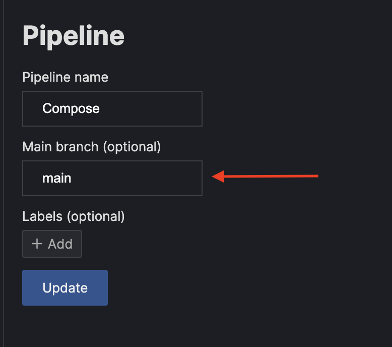 Set Git comparison branch