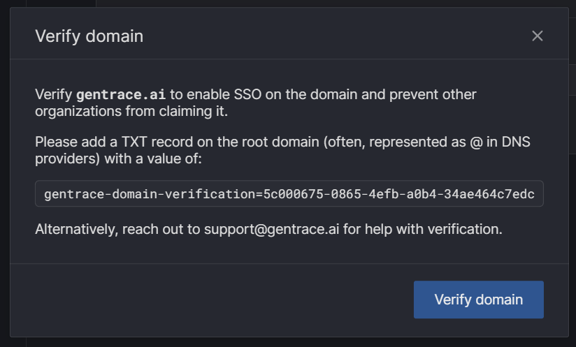 Gentrace domain verification